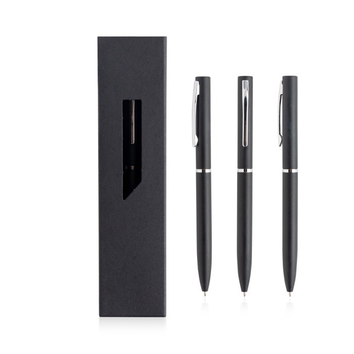 Bolígrafo lujoso de metal en colores mate con funda tinta azul color negro vista 11 Bolígrafo lujoso de metal en colores mate con funda tinta azul color negro vista 11