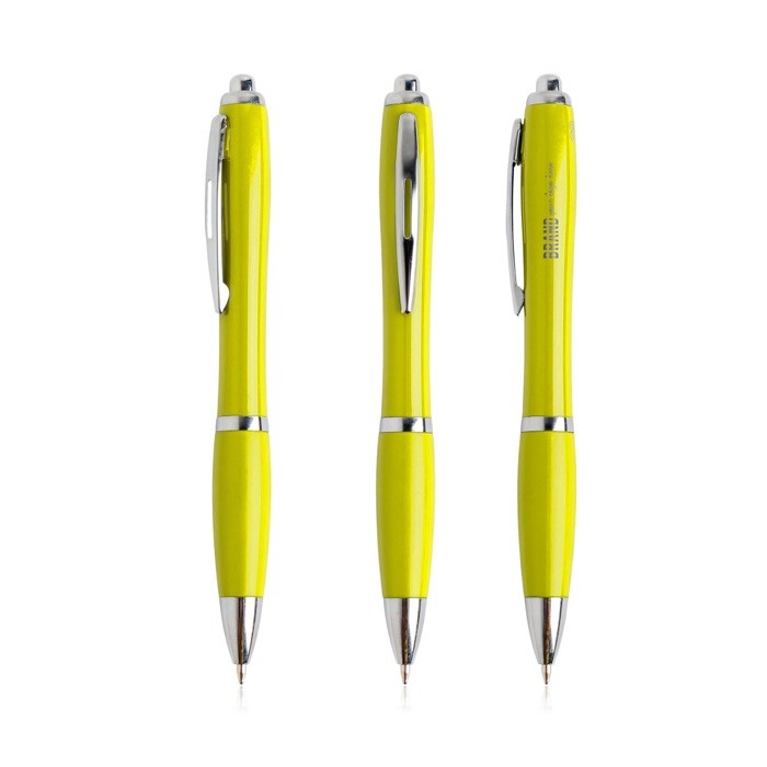 Bolígrafo de plástico de los océanos detalles cromados tinta azul color verde claro vista con logo impreso Bolígrafo de plástico de los océanos detalles cromados tinta azul color verde claro vista con logo impreso