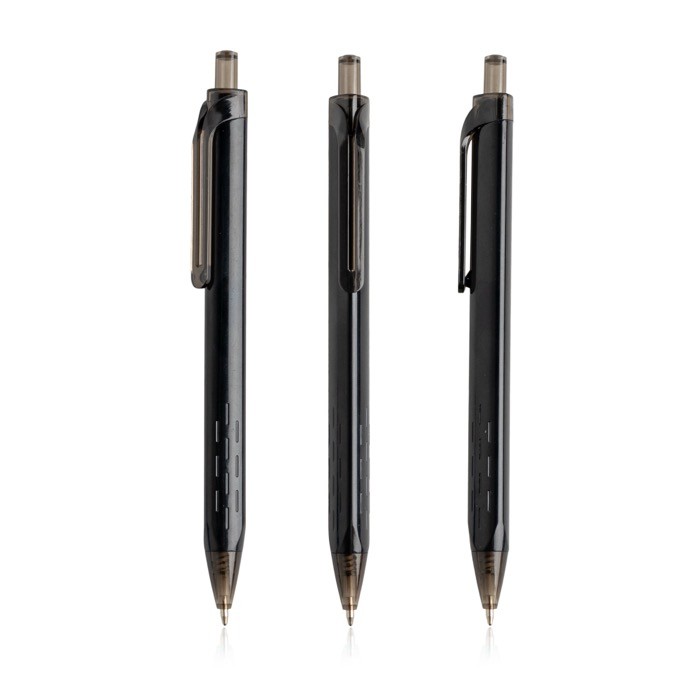 Bolígrafo triangular de plástico con detalles transparentes tinta azul color negro vista 11 Bolígrafo triangular de plástico con detalles transparentes tinta azul color negro vista 11