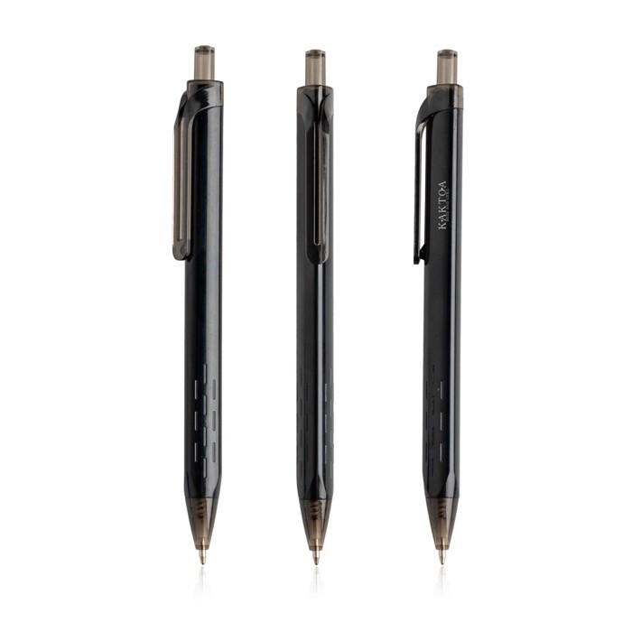 Bolígrafo triangular de plástico con detalles transparentes tinta azul color negro vista con logo impreso Bolígrafo triangular de plástico con detalles transparentes tinta azul color negro vista con logo impreso