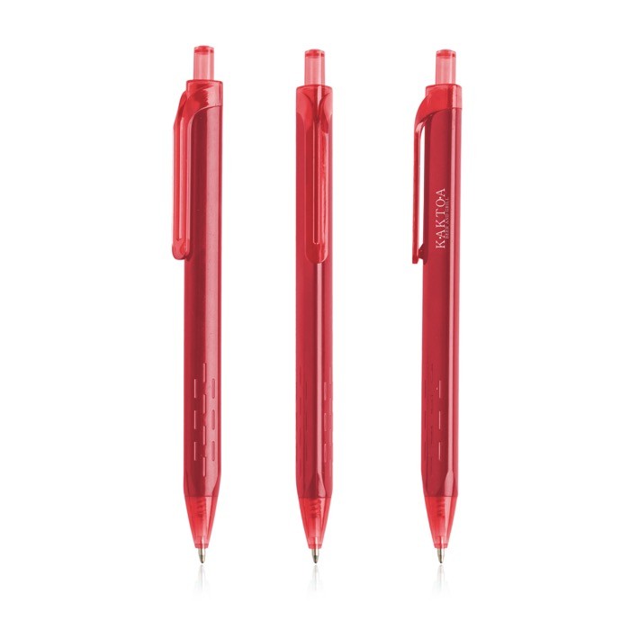 Bolígrafo triangular de plástico con detalles transparentes tinta azul color rojo oscuro vista con logo impreso Bolígrafo triangular de plástico con detalles transparentes tinta azul color rojo oscuro vista con logo impreso