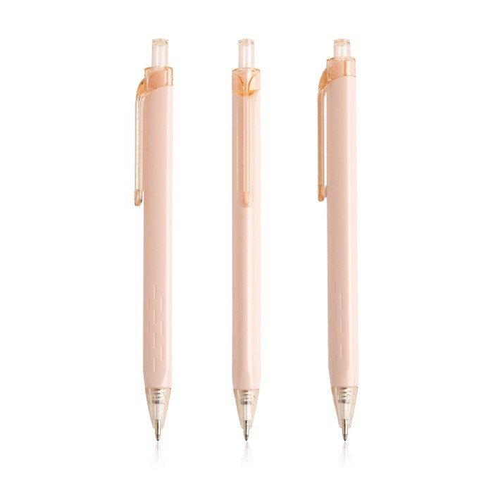 Bolígrafo triangular de plástico con detalles transparentes tinta azul color rosa claro Bolígrafo triangular de plástico con detalles transparentes tinta azul color rosa claro
