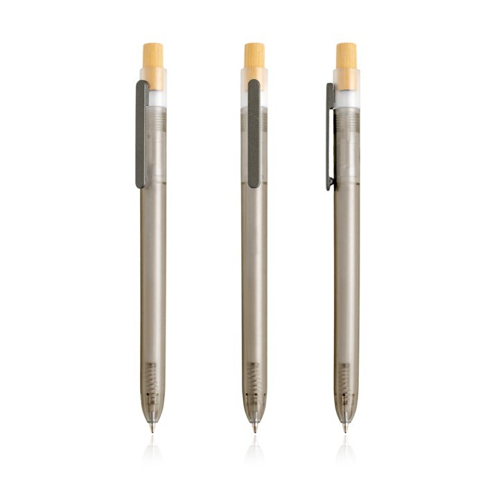 Bolígrafo de plástico de océanos con pulsador de bambú tinta azul color negro vista 11 Bolígrafo de plástico de océanos con pulsador de bambú tinta azul color negro vista 11