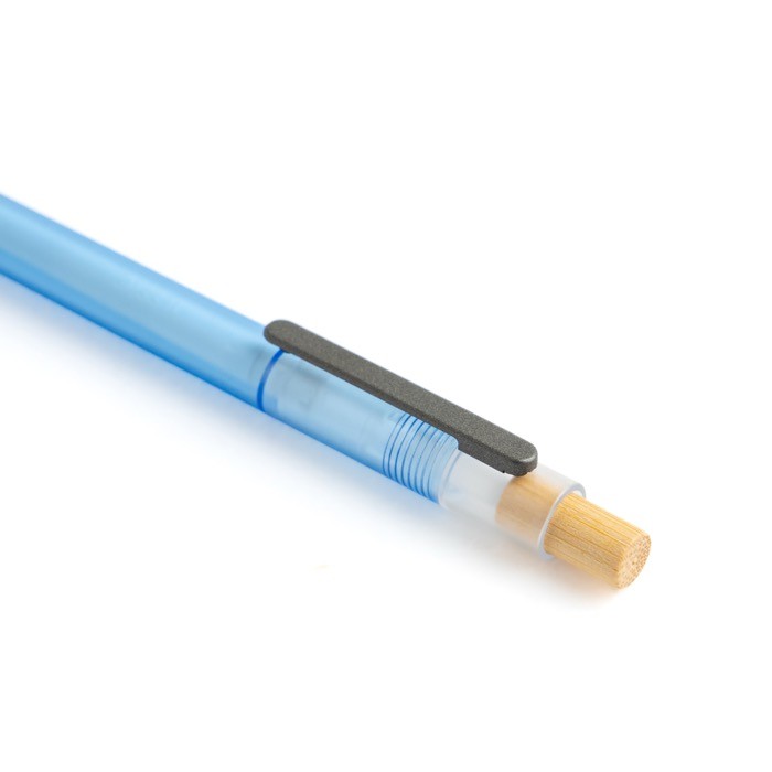 Bolígrafo de plástico de océanos con pulsador de bambú tinta azul Bolígrafo de plástico de océanos con pulsador de bambú tinta azul