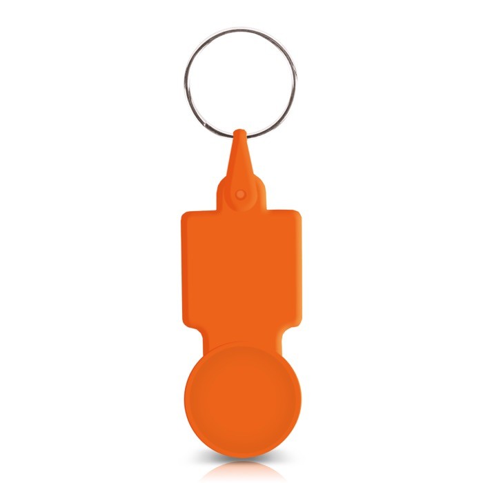 Llavero de plástico con ficha para carro ideal para la compra color naranja