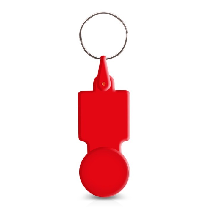 Llavero de plástico con ficha para carro ideal para la compra color rojo