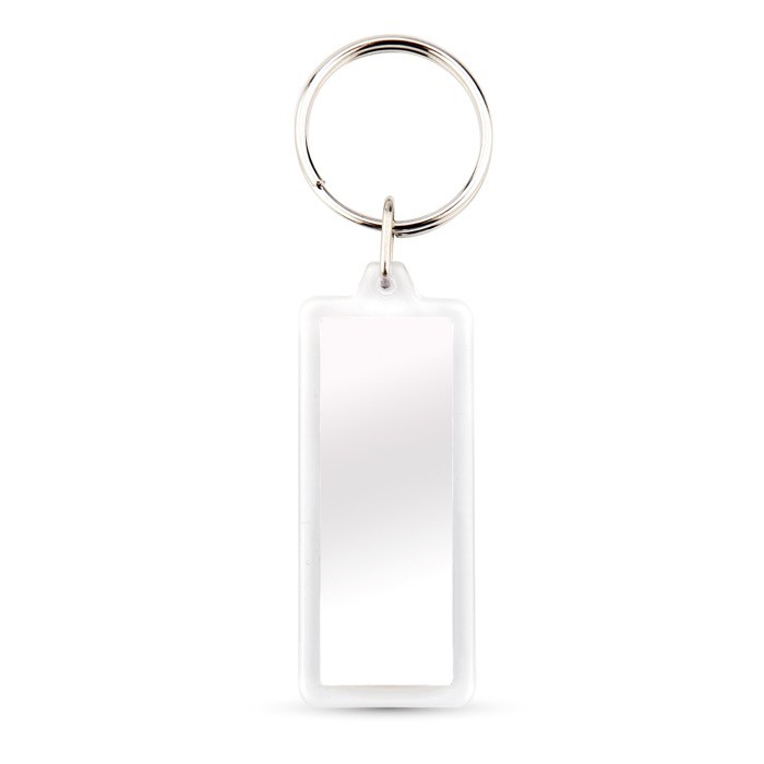 Llavero de plástico rectangular con papel interior a 2 caras color transparente