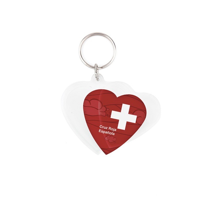 Llavero con forma de corazón con inserción de papel a 2 caras color transparente Llavero con forma de corazón con inserción de papel a 2 caras color transparente
