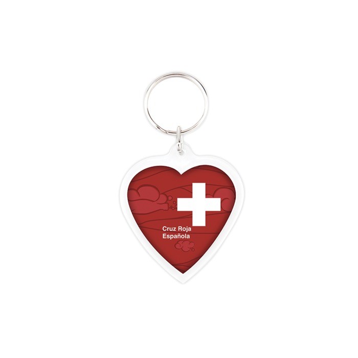 Llavero con forma de corazón con inserción de papel a 2 caras color transparente Llavero con forma de corazón con inserción de papel a 2 caras color transparente