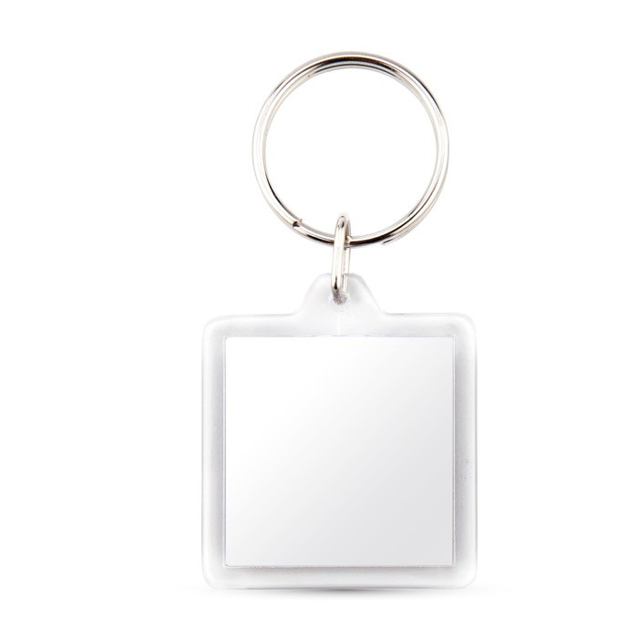Llavero cuadrado con papel insertado interior y tapa acrílica color transparente