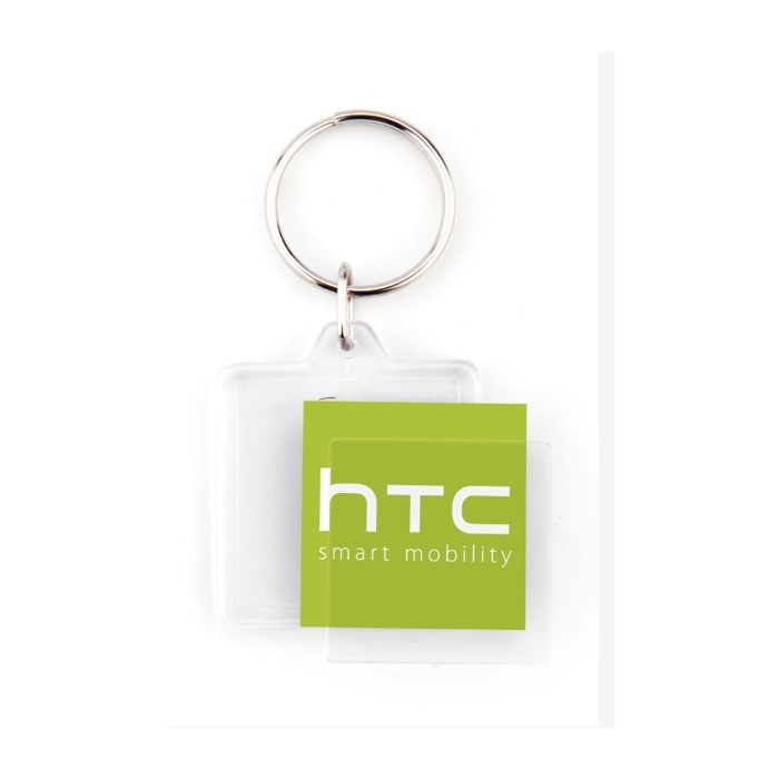 Llavero cuadrado con papel insertado interior y tapa acrílica color transparente vista 2