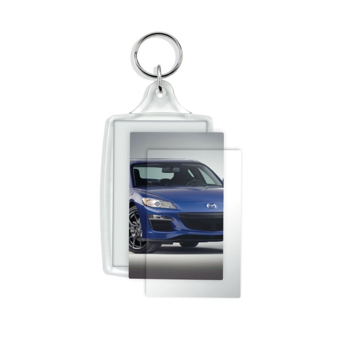 Llavero rectangular con tapa acrílica y papel insertado color transparente vista 2