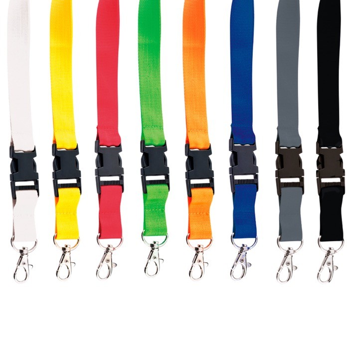 Lanyard de poliéster de 2cm con tip top y mosquetón metálico Lanyard de poliéster de 2cm con tip top y mosquetón metálico