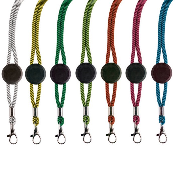 Lanyard tubular de poliéster ajustable y con mosquetón 3cm