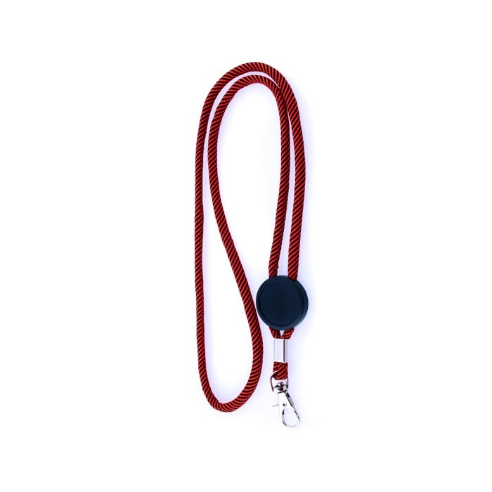 Lanyard tubular de poliéster ajustable y con mosquetón 3cm color rojo