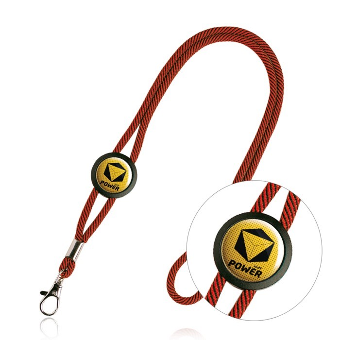 Lanyard tubular de poliéster ajustable y con mosquetón 3cm color rojo