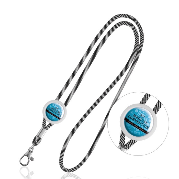 Lanyard moderno tubular de poliéster con mosquetón 3cm color negro Lanyard moderno tubular de poliéster con mosquetón 3cm color negro
