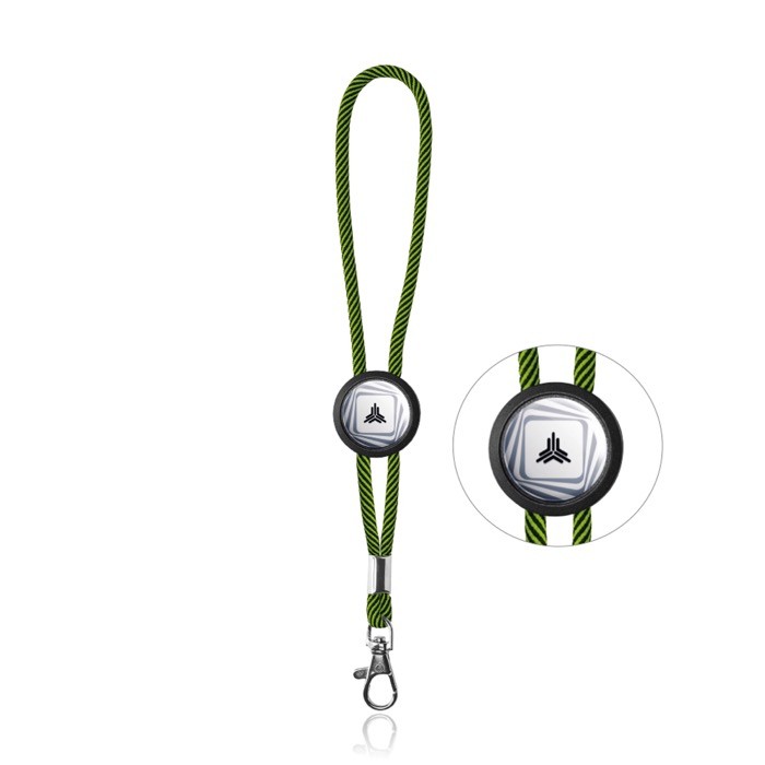 Llavero de poliéster con mosquetón y pieza personalizable color verde claro