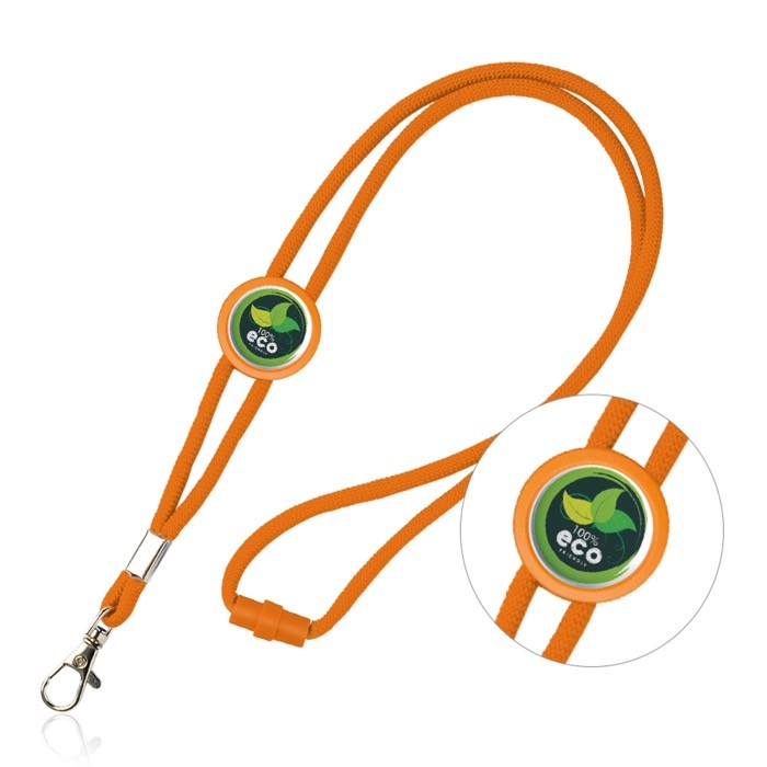 Lanyard tubular regulable de poliéster con mosquetón 3cm color naranja Lanyard tubular regulable de poliéster con mosquetón 3cm color naranja