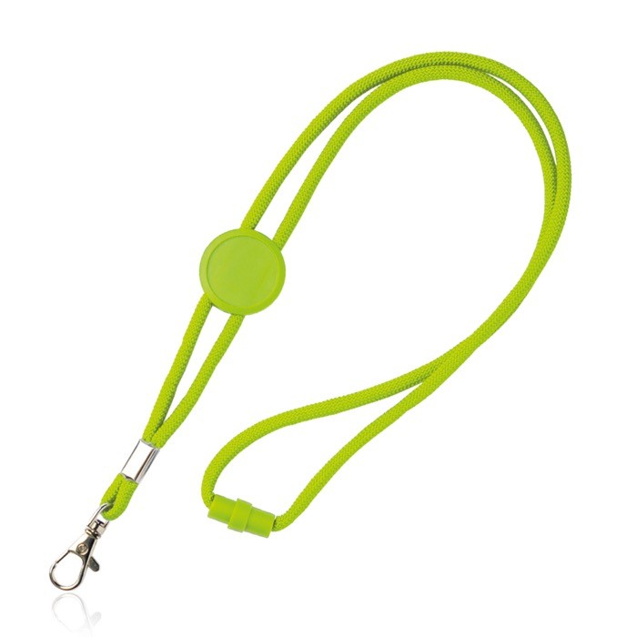 Lanyard tubular regulable de poliéster con mosquetón 3cm color verde claro Lanyard tubular regulable de poliéster con mosquetón 3cm color verde claro