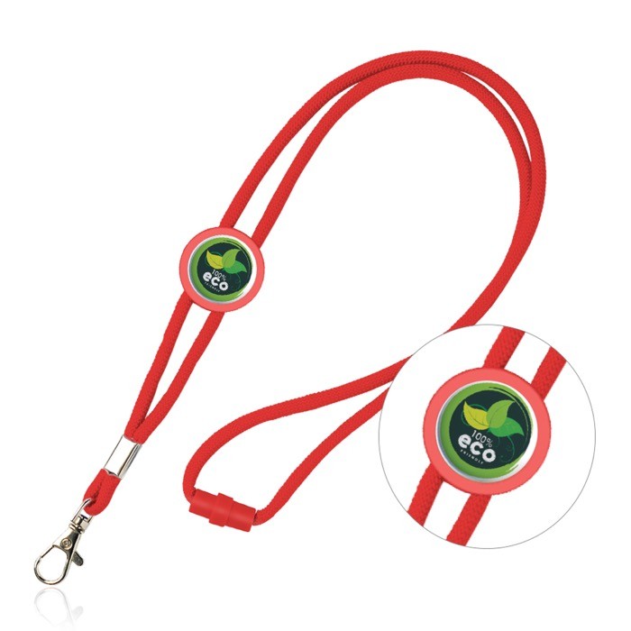 Lanyard tubular regulable de poliéster con mosquetón 3cm color rojo Lanyard tubular regulable de poliéster con mosquetón 3cm color rojo