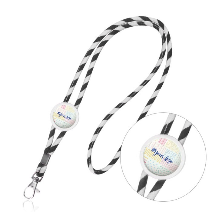 Lanyard tubular de políester con diseño de rayas de colores vista 1 Lanyard tubular de políester con diseño de rayas de colores vista 1