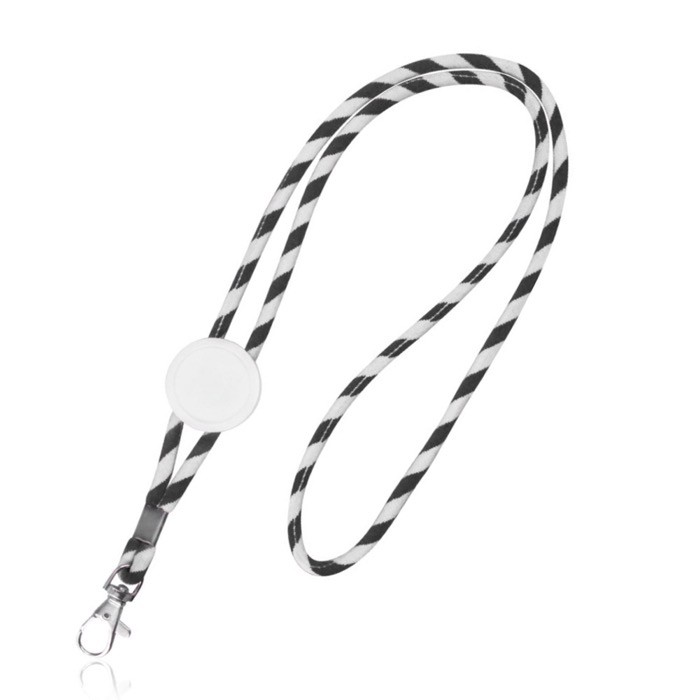 Lanyard tubular de políester con diseño de rayas de colores color negro vista 11 Lanyard tubular de políester con diseño de rayas de colores color negro vista 11
