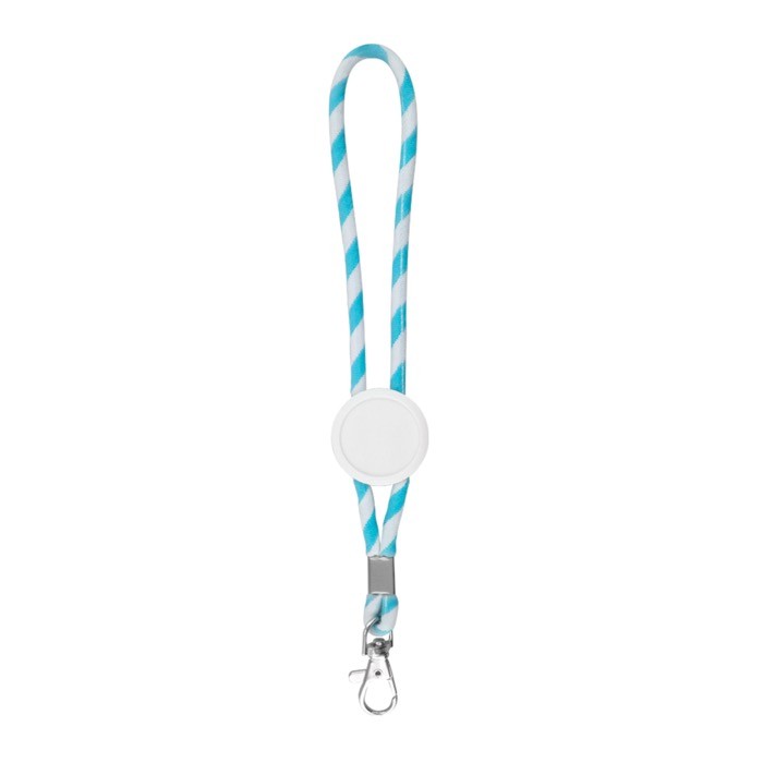 Llavero alargado tipo lanyard que es ajustable y lleva mosquetón color azul claro Llavero alargado tipo lanyard que es ajustable y lleva mosquetón color azul claro
