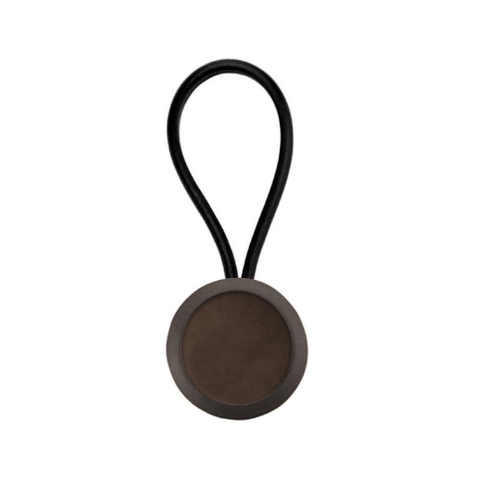 Llavero de forma ovalada con cuerda y papel insertado a una cara color negro Llavero de forma ovalada con cuerda y papel insertado a una cara color negro
