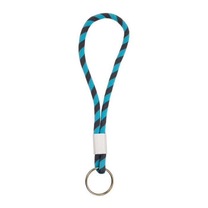 Llavero tipo lanyard de terlenka ajustable con anilla metálica color turquesa Llavero tipo lanyard de terlenka ajustable con anilla metálica color turquesa
