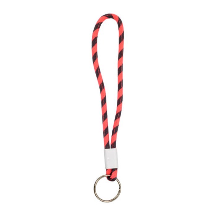 Llavero tipo lanyard de terlenka ajustable con anilla metálica color rosa fluorescente Llavero tipo lanyard de terlenka ajustable con anilla metálica color rosa fluorescente