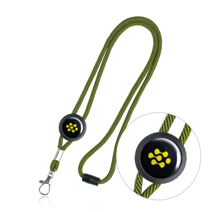 Cordón tubular regulable con cierre de seguridad en el cuello color amarillo