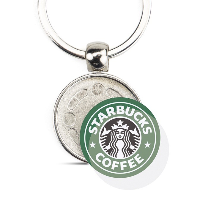 Llavero redondo metálico con personalización a dos caras y tapa vista 2