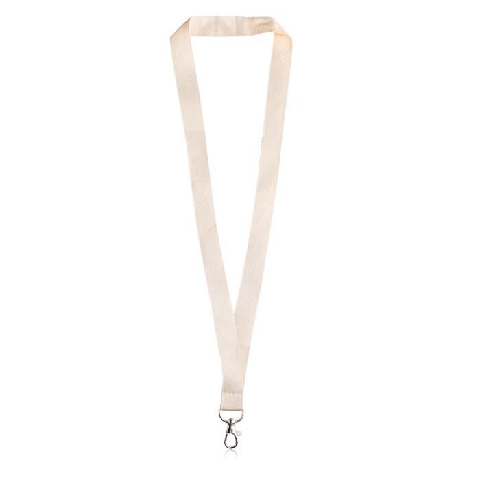 Lanyard clásico en color natural de algodón orgánico 2cm color beige