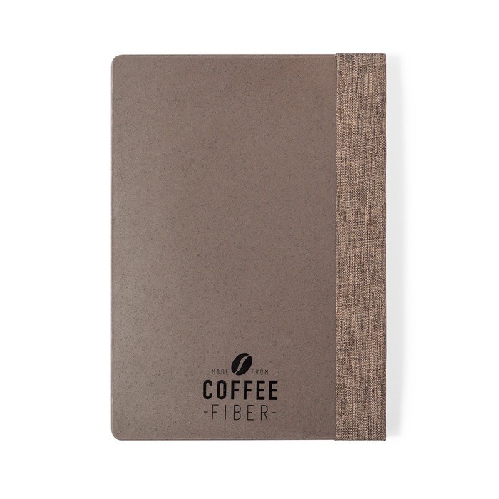 Cuaderno con tapas de fibra de café color marrón sexta vista