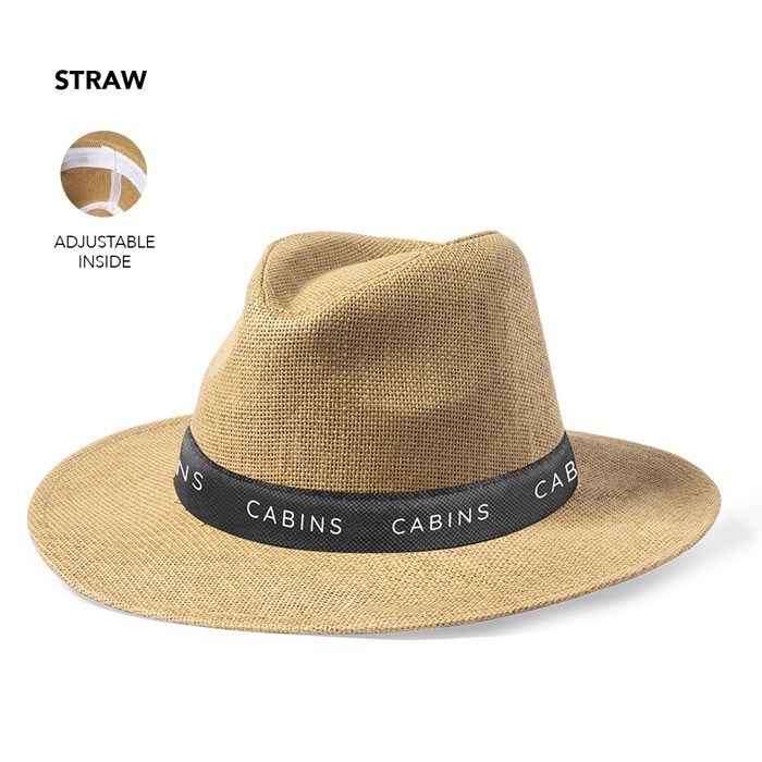 Sombrero de paja de papel con cinta ajustable en el interior
