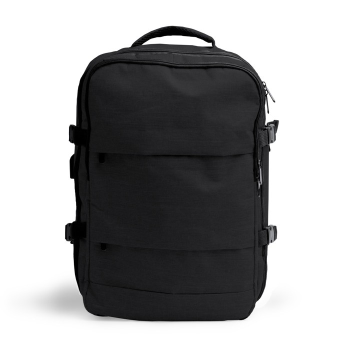 Mochila de RPET con puerto USB y bolsillo para portátil 17.3” color negro segunda vista