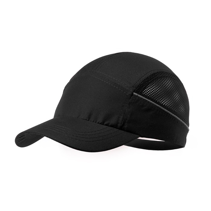 Gorra deportiva de microfibra con redecilla en los laterales color negro primera vista