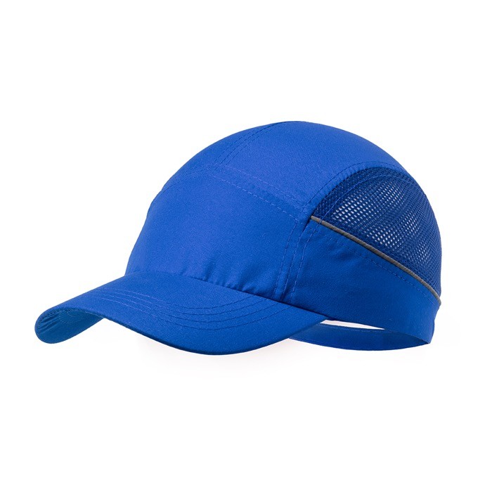 Gorra deportiva de microfibra con redecilla en los laterales color azul primera vista