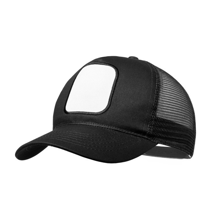 Gorra con redecilla lateral para sublimación color negro primera vista Gorra con redecilla lateral para sublimación color negro primera vista