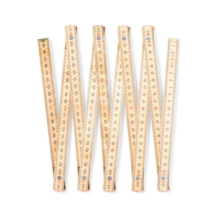 Regla plegable de carpintero hecha de madera de 2 metros color madera cuarta vista