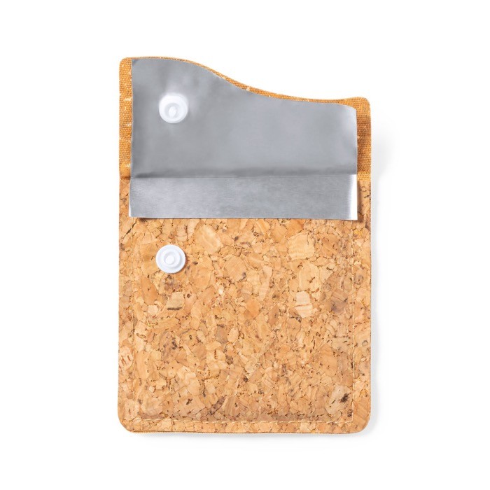 Cenicero de corcho y aluminio color natural segunda vista