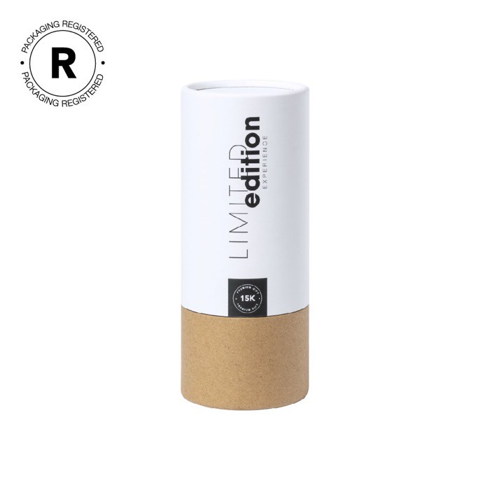 Gafas de bambú con lentes efecto espejo en bolsa con cierre de cordón color madera segunda vista