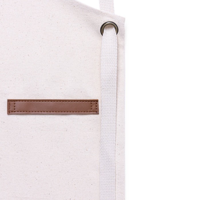 Delantal de algodón canvas con cintas de polipiel ajustables 340 g/m2 color blanco roto octava vista