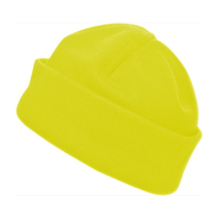 Gorro de fibra polar personalizado color amarillo primera vista Gorro de fibra polar personalizado color amarillo primera vista
