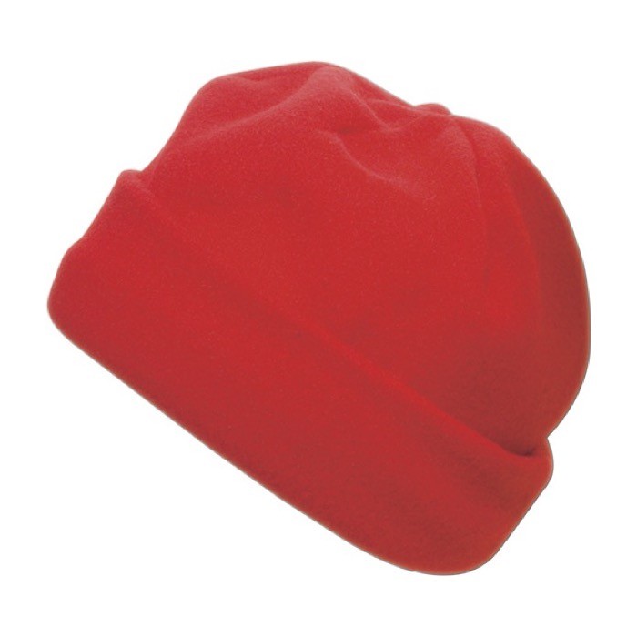 Gorro de fibra polar personalizado color rojo primera vista Gorro de fibra polar personalizado color rojo primera vista