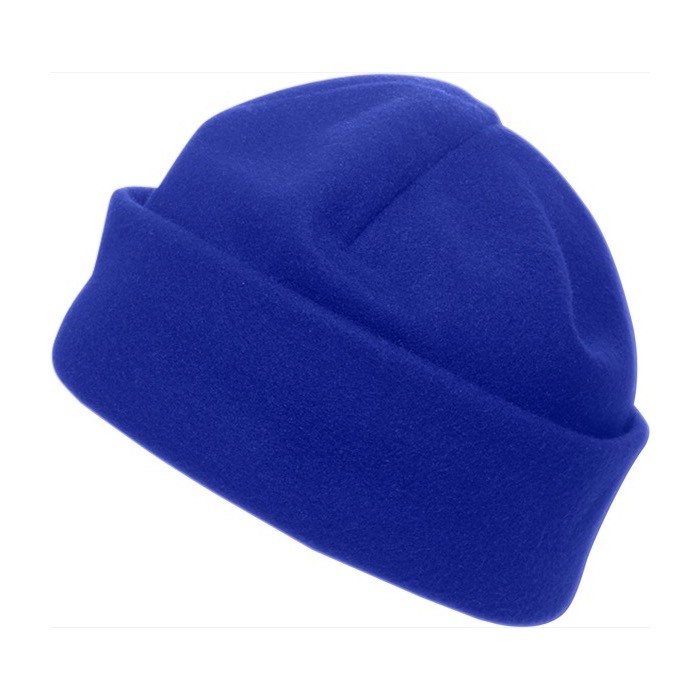 Gorro de fibra polar personalizado color azul real primera vista Gorro de fibra polar personalizado color azul real primera vista