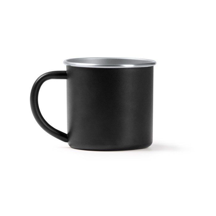 Taza de acero inoxidable reciclado con borde e interor plateado 350ml color negro segunda vista