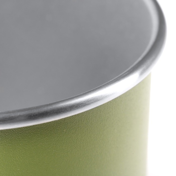 Taza de acero inoxidable reciclado con borde e interor plateado 350ml color blanco vista detalle 2