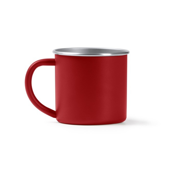 Taza de acero inoxidable reciclado con borde e interor plateado 350ml color rojo segunda vista
